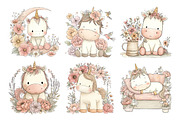 Cute Unicorn Floral Clipart, an Animal Illustration by Creative Art (Thumbnail 6 of 7)
