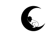Adorable sleeping moon baby decor, an Illustration by Amazin_art (Thumbnail 14 of 25)