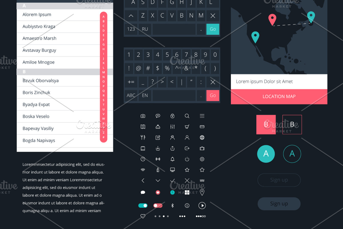 Phone GUI Template. Wireframe UI Kit, a Device Mockup by fet
