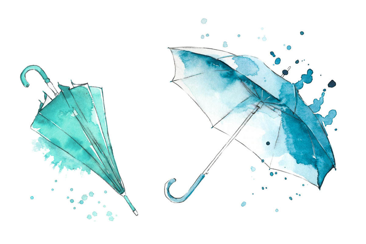 Watercolor Umbrellas illustration, an Illustration by Kamenuka (Photo 2 of 6)
