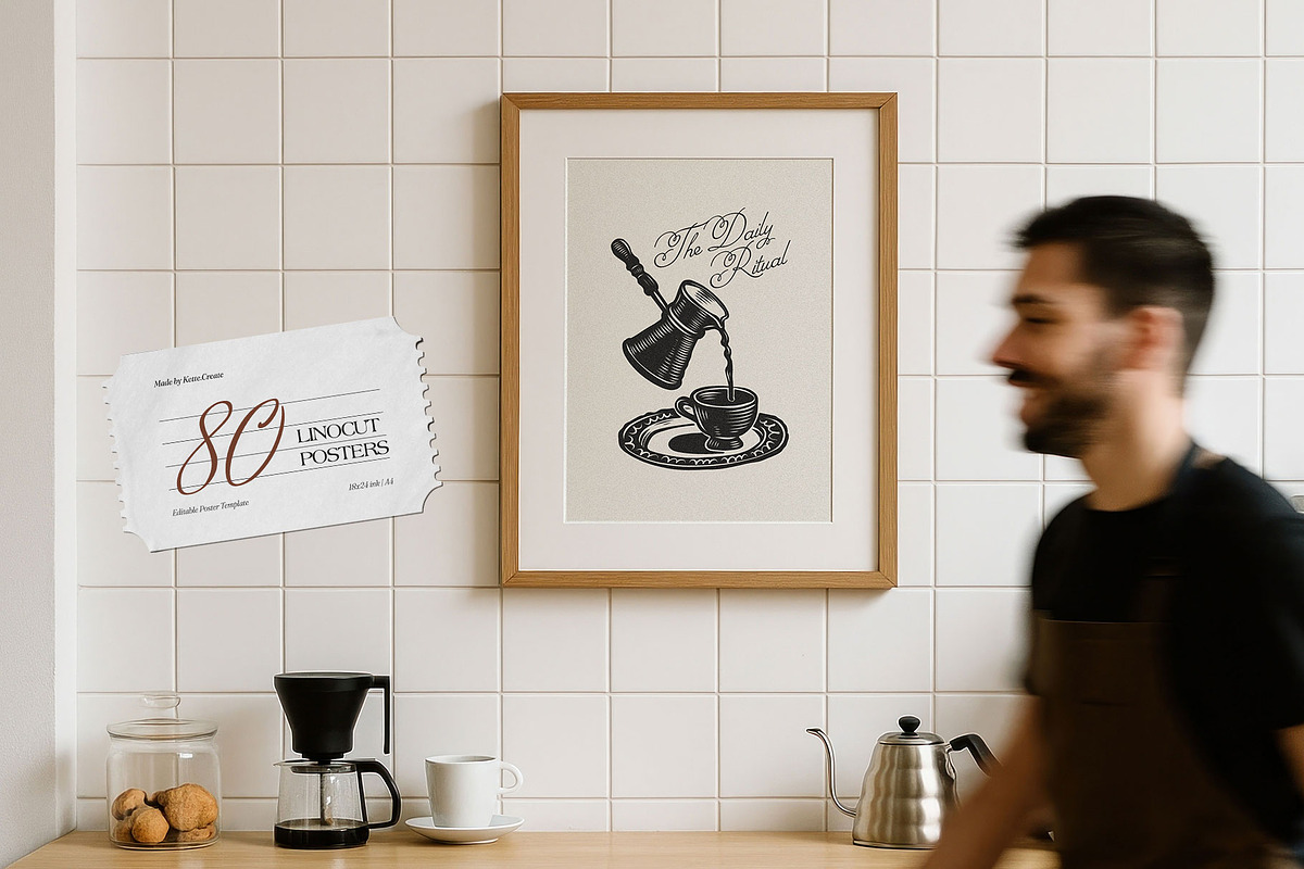 Linocut Kitchen | Poster Builder, an Object Graphic by KetteCreate (Photo 2 of 16)