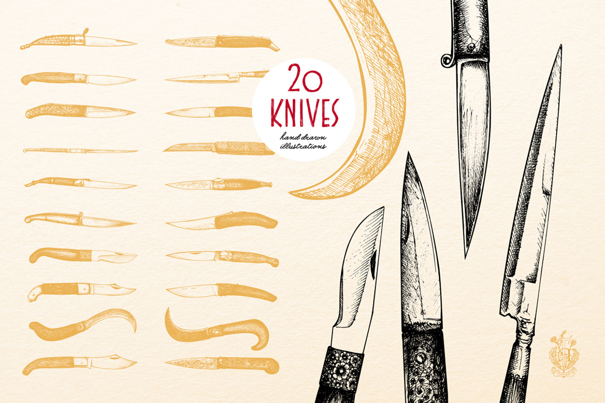 20 Knives - Hand drawn Illustrations, a Decorative Illustration by Andrea Tardivo (Photo 2 of 4)