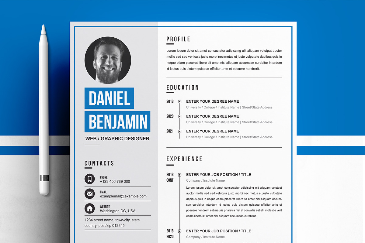 Resume Template for Word, CV Resume, a Resume Template by ResumeInventor (Photo 1 of 6)