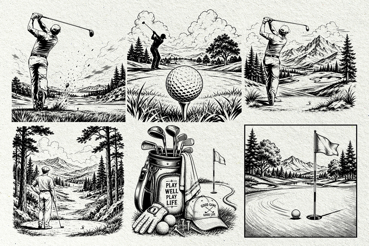 Golf Sport Line Art Graphics, a Sport Illustration by DENIDigitalArtSudio (Photo 2 of 7)