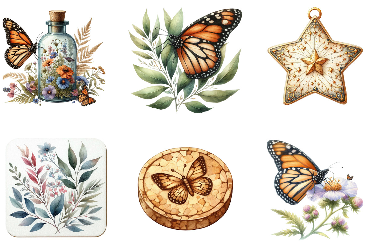 Monarch Butterfly Coaster Dahlia Flo, an Illustration by DreamArtGraphic (Photo 2 of 4)