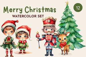Merry Christmas Watercolor Set