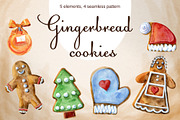 Watercolor Christmas gingerbreads, a Decorative Illustration by Watercolor fantasy (Thumbnail 1 of 3)