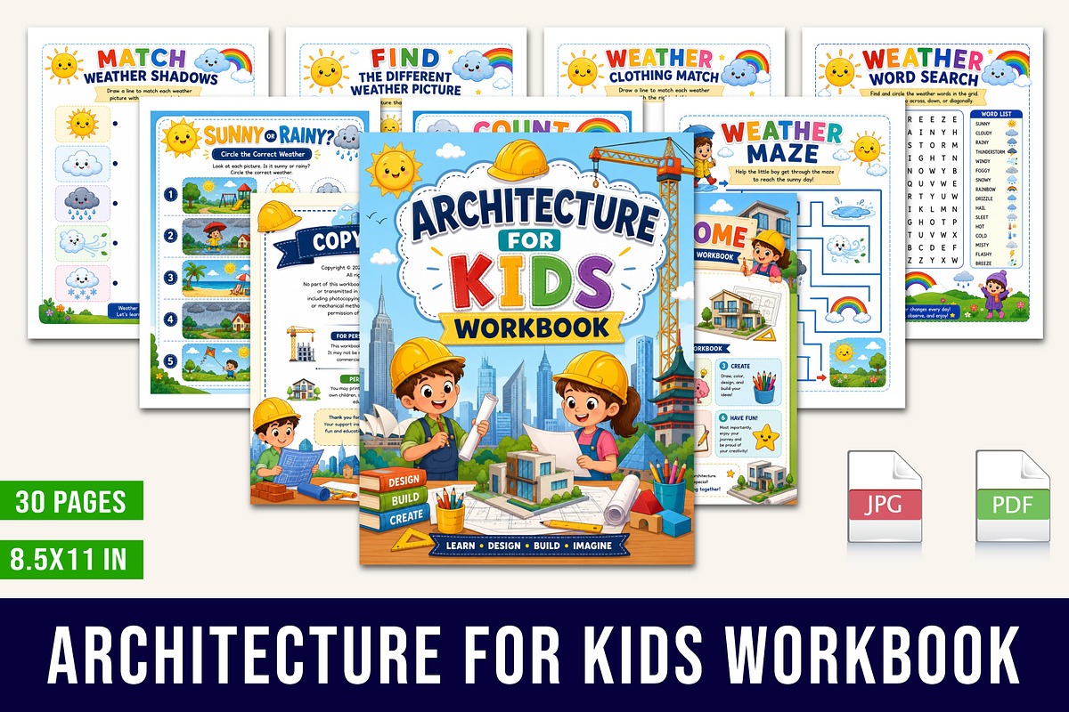 Architecture for Kids Workbook, a Stationery Template by Designmela01 (Photo 1 of 5)