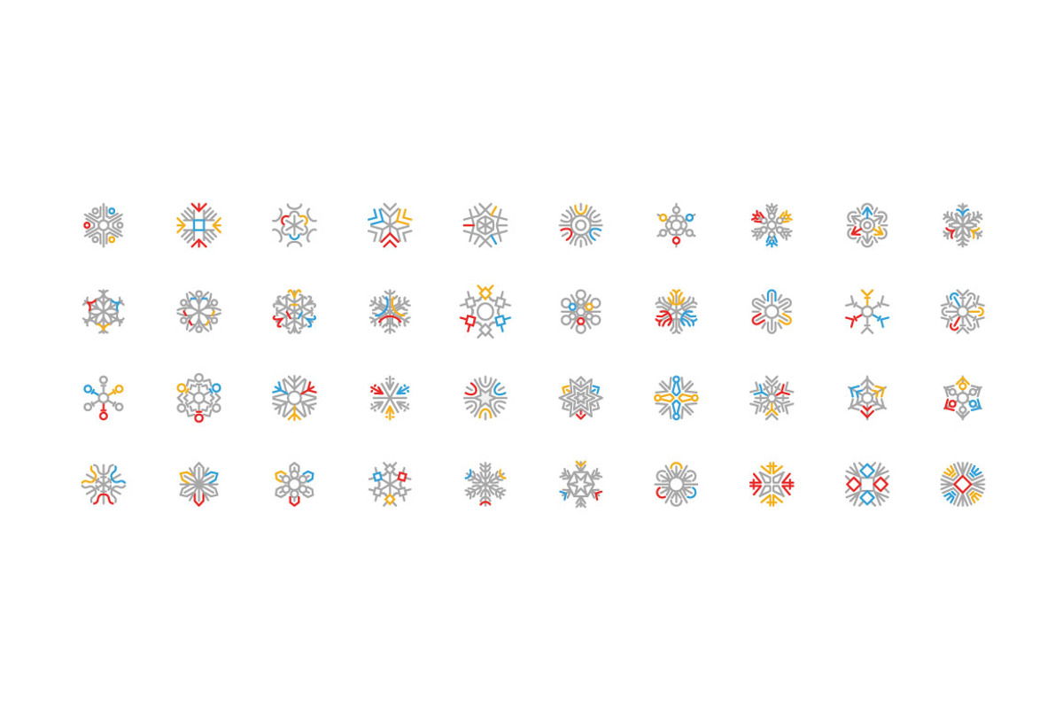 70 Snow Flakes Colored Line Icons, an Outline Icon by Creative Stall (Photo 2 of 2)
