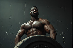 Strong Afro athlete pushups muscular, a Sports & Recreation Photo by Ylivdesign