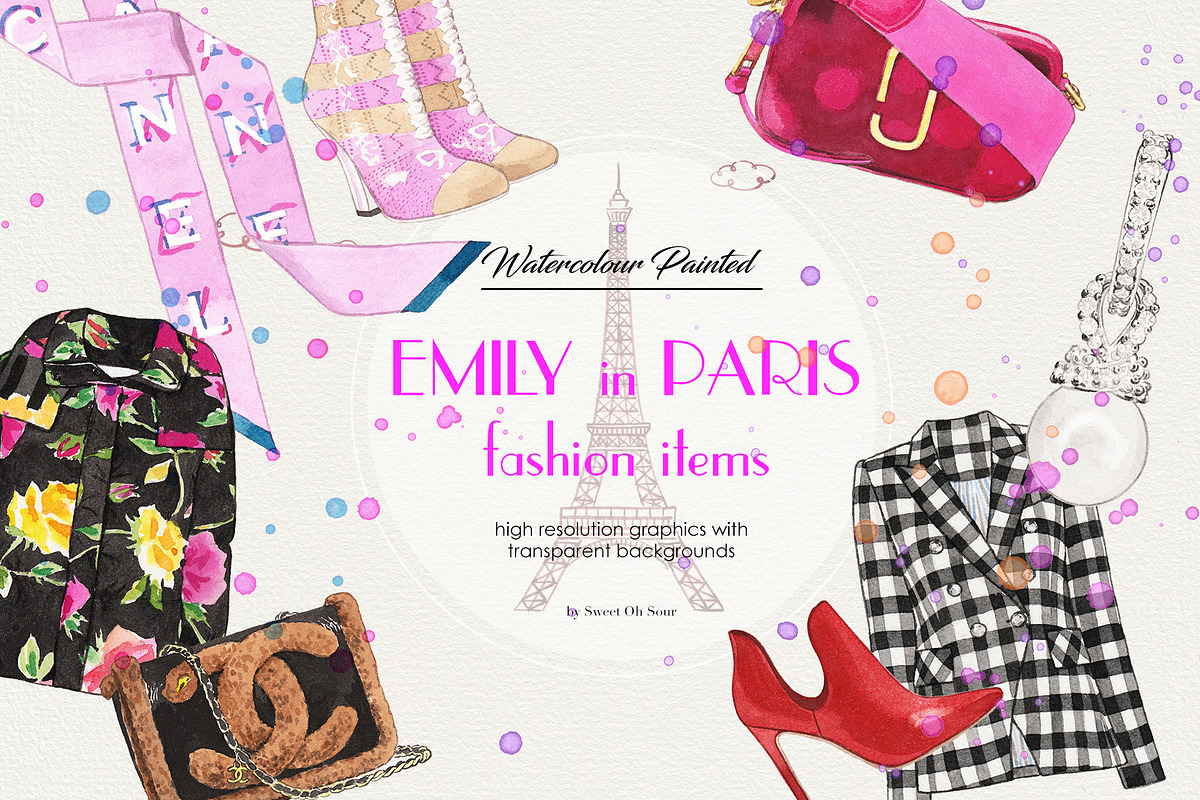 Emily in Paris Fashion Items, an Object Illustration by Sweet Oh Sour (Photo 1 of 5)