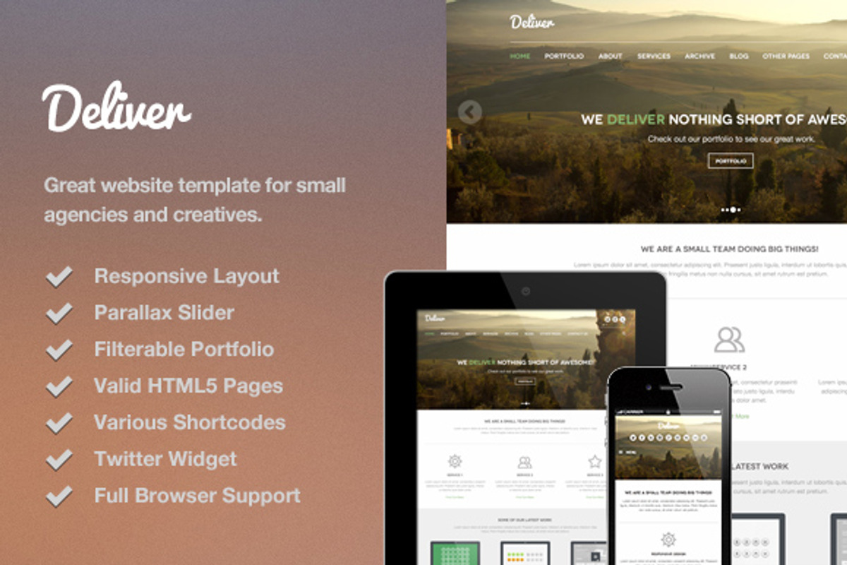 Deliver Responsive HTML Template, a Websites & App Template by Theme Trunk (Photo 1 of 3)
