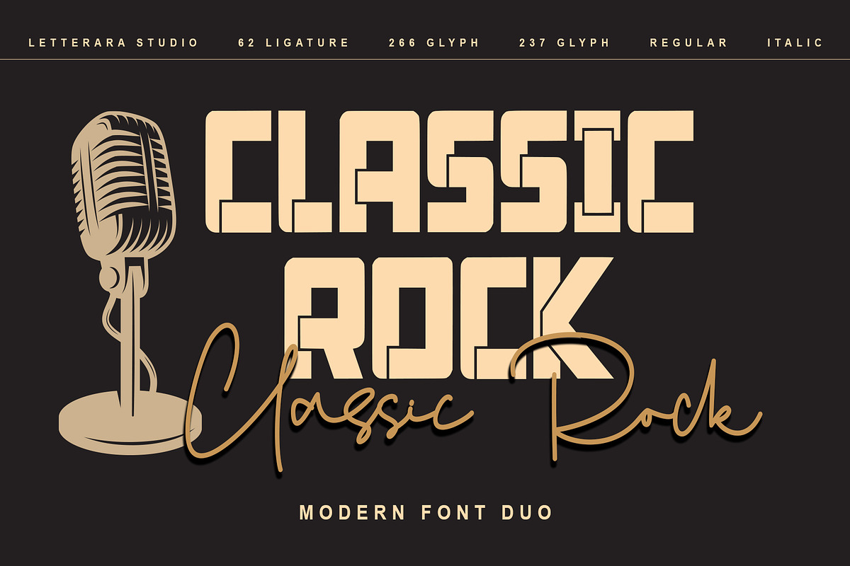 Classic Rock (FONT DUO), a Sans Serif Font by Letterara (Photo 1 of 12)