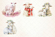 Watercolor Lamb & Ewe Love Clipart, an Illustration by Dream Creation (Thumbnail 6 of 6)