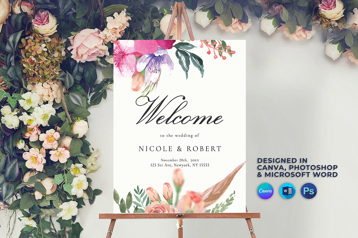 Welcome Sign Template Canva, an Invitation Template by ShineOnWedding (Photo 1 of 9)