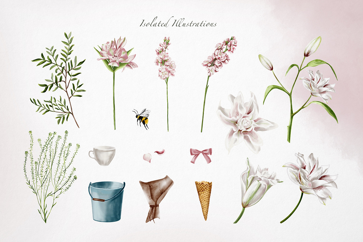 Garden flowers watercolor clipart, an Illustration by Alena Sid (Photo 2 of 13)