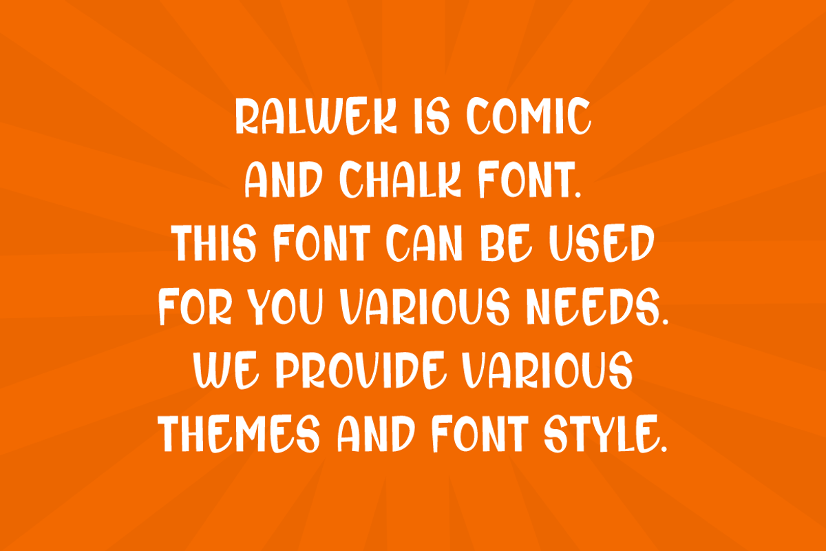 Ralwek - Chalk & Comic Font, a Sans Serif Font by Iqsiart Studio (Photo 4 of 6)