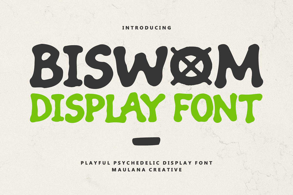 Biswom Playful Psychedelic Display, a Handwritten Font by Maulana Creative (Photo 1 of 6)