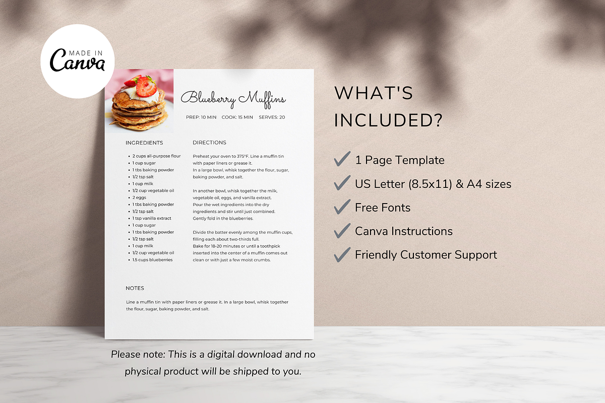 Minimalist Recipe Page Template, a Card Template by OrganizationOasisRo (Photo 3 of 10)