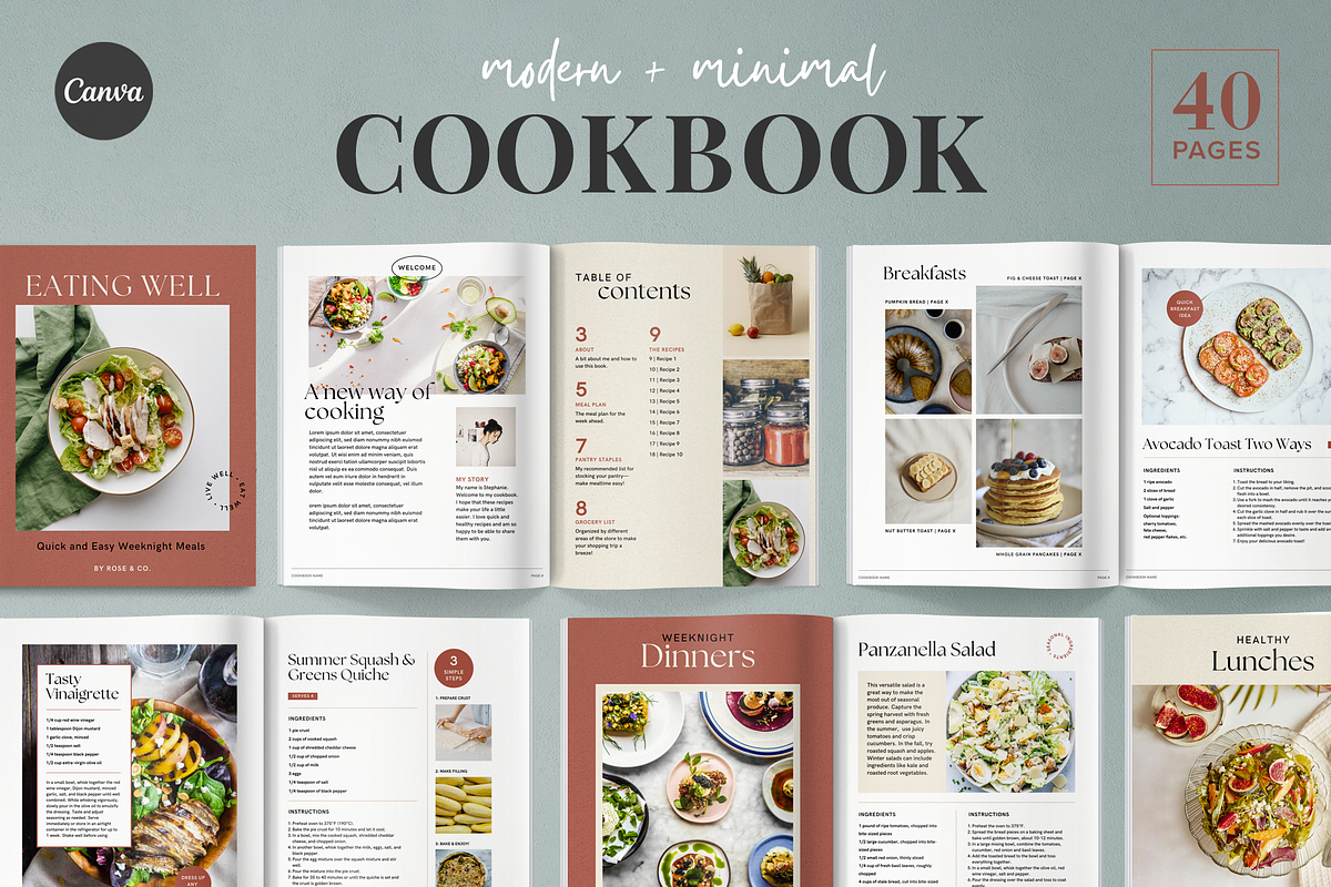 Canva Recipe Book Template, a Marketing Template by Rose & Co. (Photo 1 of 8)