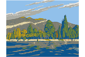 Via Statale in Tremezzo WPA Ukiyo-e, a Decorative Illustration by patrimonio