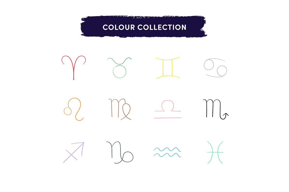 The 12 Signs of the Zodiac Symbols, an Outline Icon by Caroline Mackay (Photo 4 of 8)