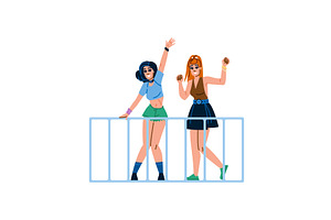 Young women dancing and having fun, an Illustration by pikepicture