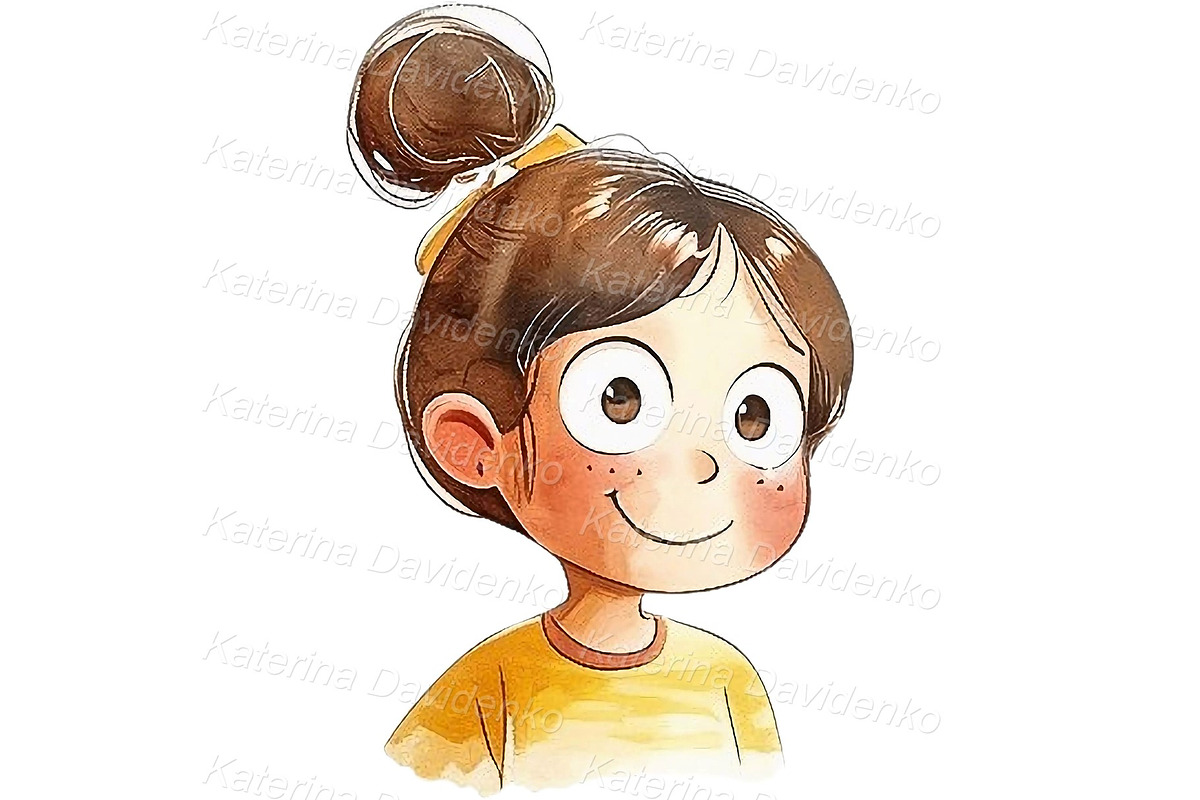 Kid girl emotions clipart set, a Person Illustration by Bubert Art (Photo 9 of 9)