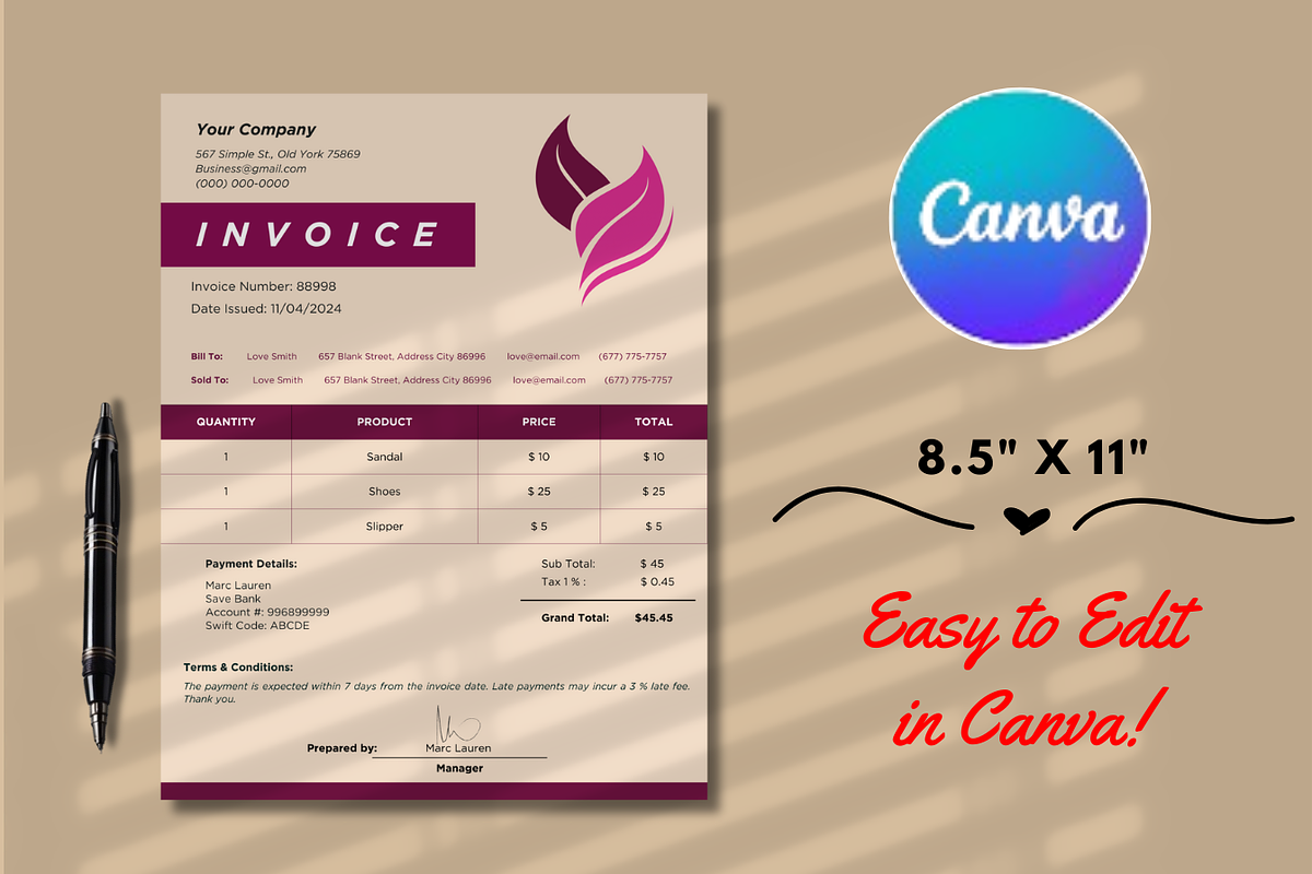 Professional Invoice, a Marketing Template by Digitynpro
