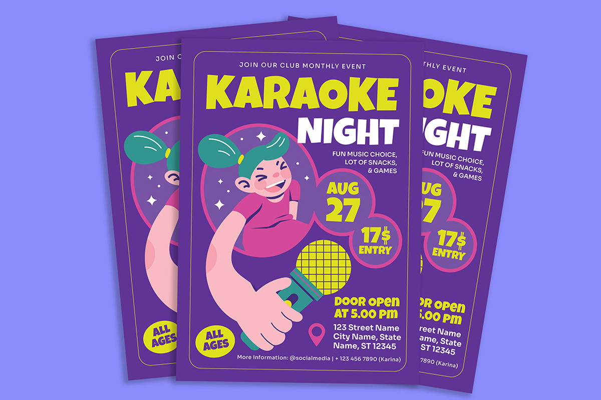Karaoke Night Flyer, a Flyer Template by Gumico Studio. (Photo 2 of 3)