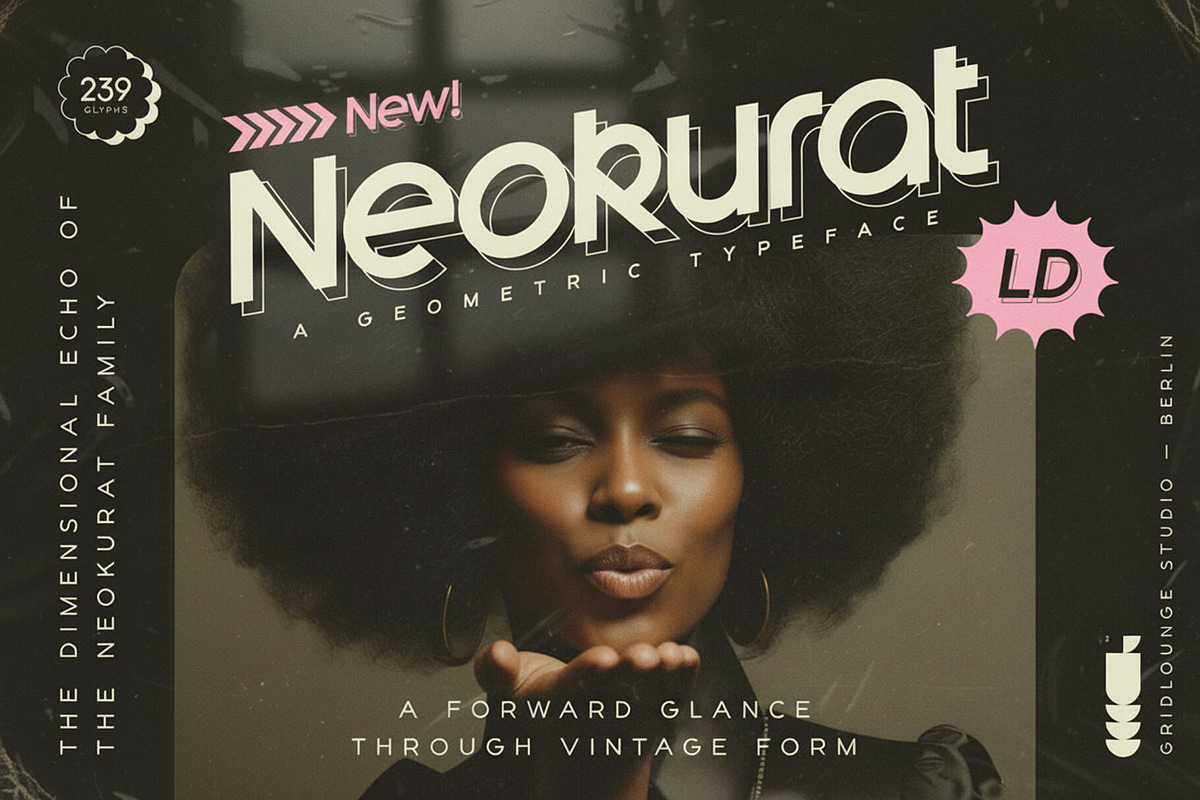 Neokurat LD - Geometric Display Font, a Sans Serif Font by Gridlounge (Photo 1 of 11)