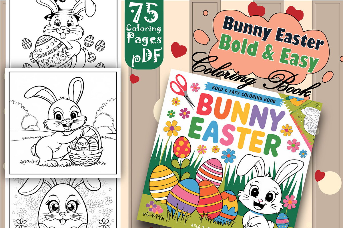 Bunny Easter Bold & Easy Coloring, an Animal Illustration by Design Home (Photo 1 of 4)