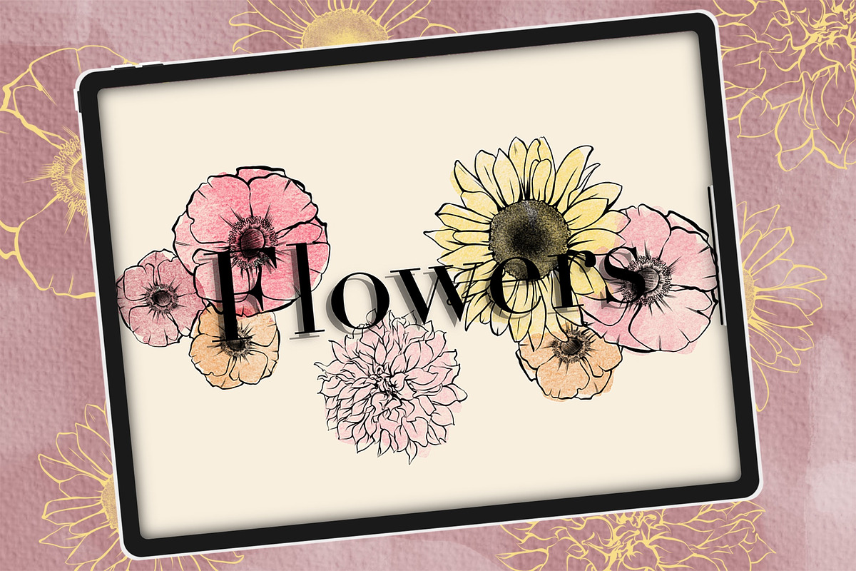 5 Flower Stamps - Procreate Brushes, a Brush Add-On by Kseniya Kaftaylova (Photo 4 of 6)