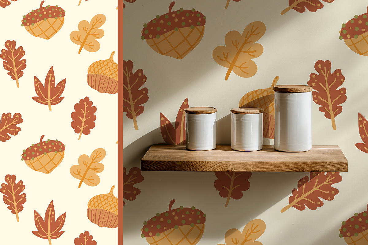 Pine cones & acorns Clipart patterns, a Seasonal Illustration by Carpet Tapete Pretzel (Photo 7 of 13)