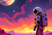 Lone Astronaut on a Red Planet, a Technology Illustration by Sharon Schwalbe (Thumbnail 2 of 2)