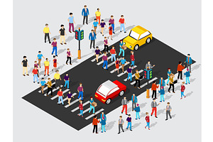 Isometric Street crossroads 3D, a Person Illustration by AlexZeL