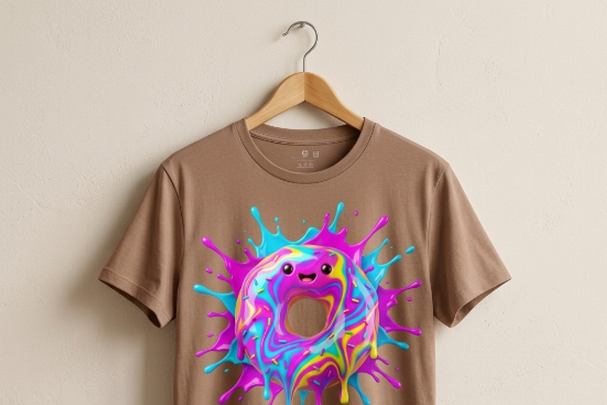 Kawaii Rainbow Donut Splash, a Shirt Mockup by Vector Stall (Photo 1 of 15)