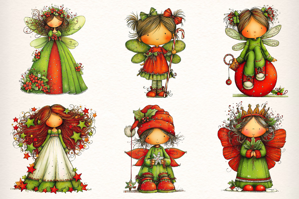 Whimsical Christmas Fairy Clipart, an Illustration by Dream Creation (Photo 4 of 7)