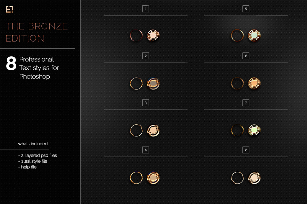 Bronze Photoshop Layer Styles, a Layer Style Add-On by Egotype (Photo 2 of 4)