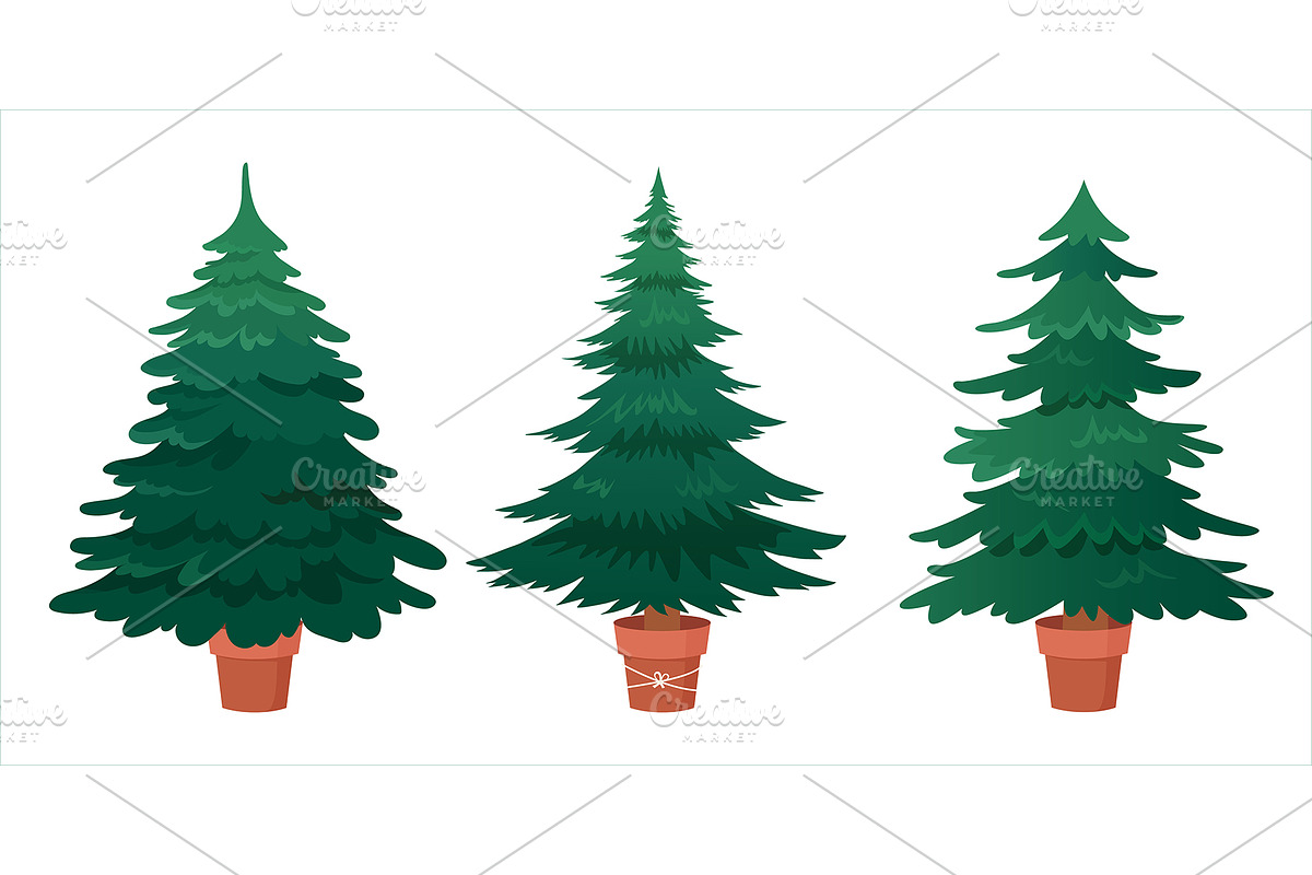 Christmas trees collection, an Object Illustration by Elen_Art