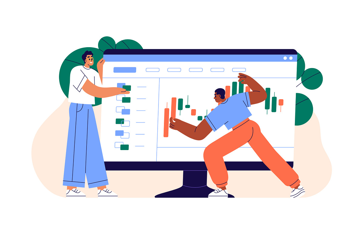 Investors with stock market charts, a Work Illustration by Good Studio (Photo 4 of 5)