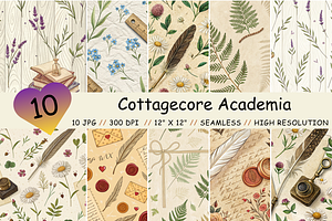 Cottagecore Academia Digital Paper, a Pattern Graphic by FloridPrintables