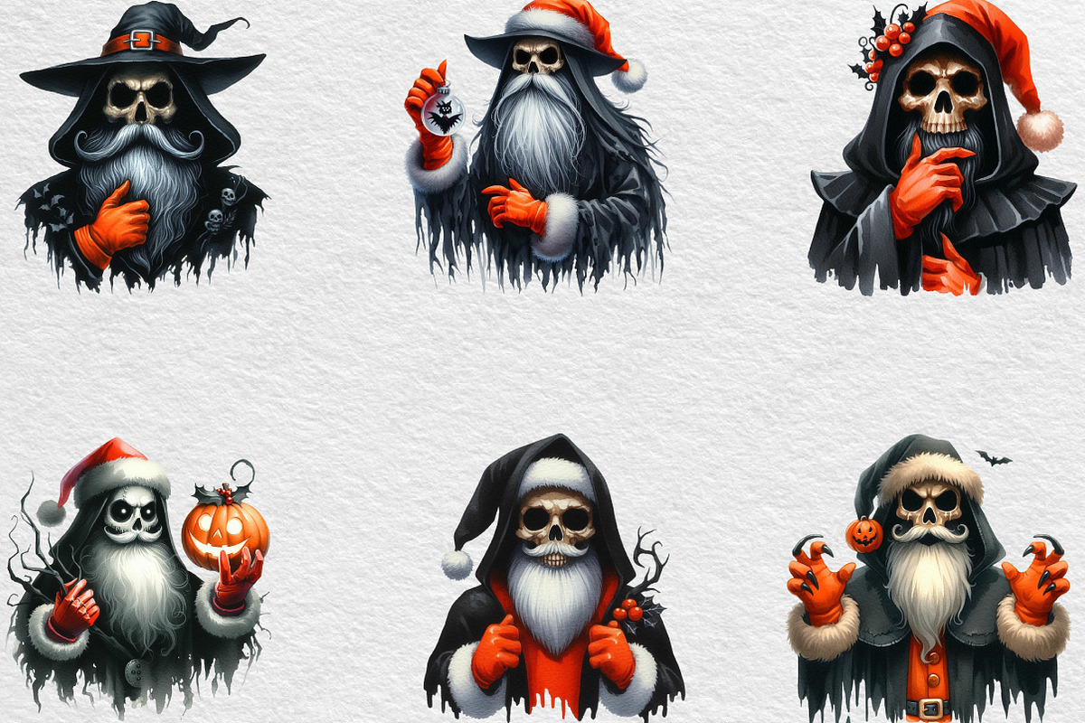 Spooky Santa Claus Clipart, an Illustration by Black Bird Studio (Photo 6 of 6)