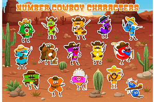 Cartoon Numbers Cowboys