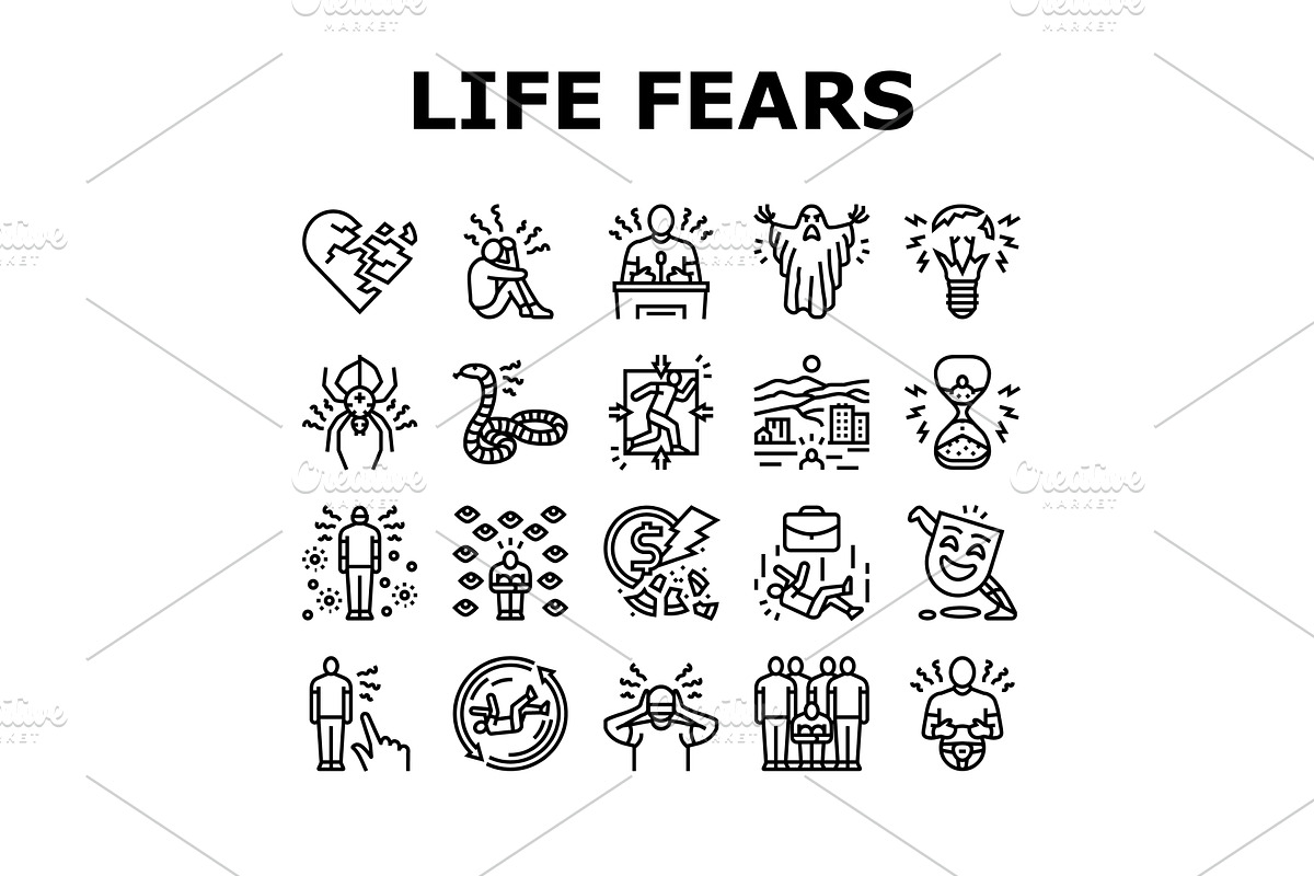 human life fears failure icons set, an Object Illustration by pikepicture