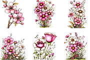 Pink Flowers Spring Clipart, an Illustration by Designking (Thumbnail 3 of 5)