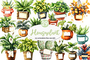 Positive Autumn Houseplant Clipart, an Illustration by Watercolor design (Thumbnail 1 of 4)