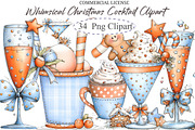 Whimsical Christmas Cocktail Clipart, an Illustration by designcity5 (Thumbnail 1 of 5)