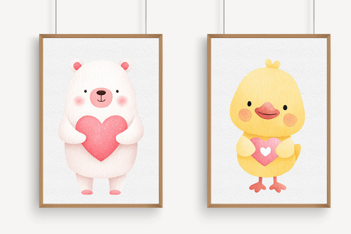 Kawaii Valentine Animal Clipart, an Illustration by Libby Wishes (Photo 3 of 6)