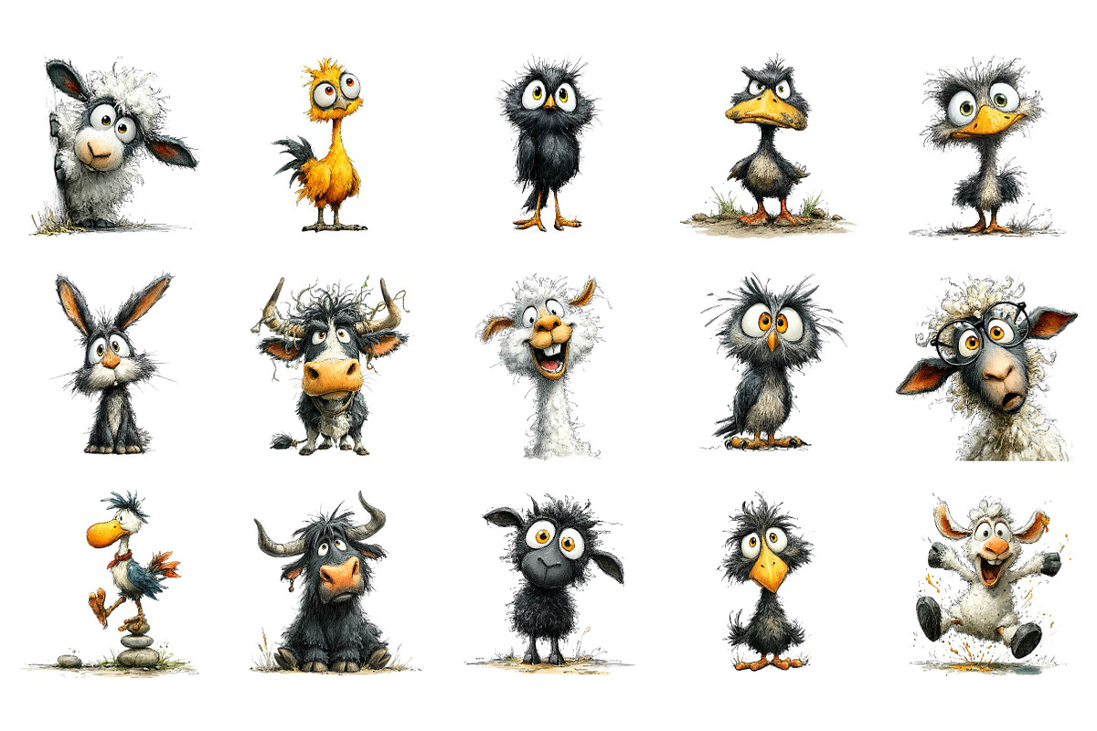 Whimsical Funny Animal Clipart, an Illustration by CreationArt (Photo 3 of 5)